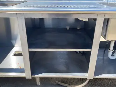 Used Falcon Restaurant Supply Used 79"x 30" Stainless Steel Beverage Drink Station with Sink and Drip Tray Drain - SS1 Underbar Equipment Illinois US | Falcon Restaurant Supply #1376124