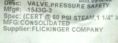 USED DRESSER 1543G-3 PRESSURE RELIEF VALVE 1543G3