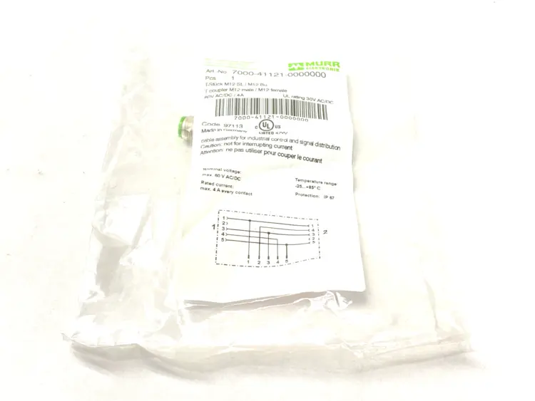 New | in-Stock Murrelektronik T-Coupler M12 male to 2x M12 female A-cod. Electronic Splitters Michigan US | Maverick Industrial Sales #1391507
