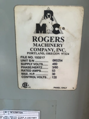USED ROGERS MACHINERY COMPANY MG SERIES