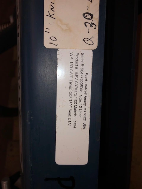 Fabri-Valve 10"-150 knife gate valve, hand wheel operated  New Storeroom Spare