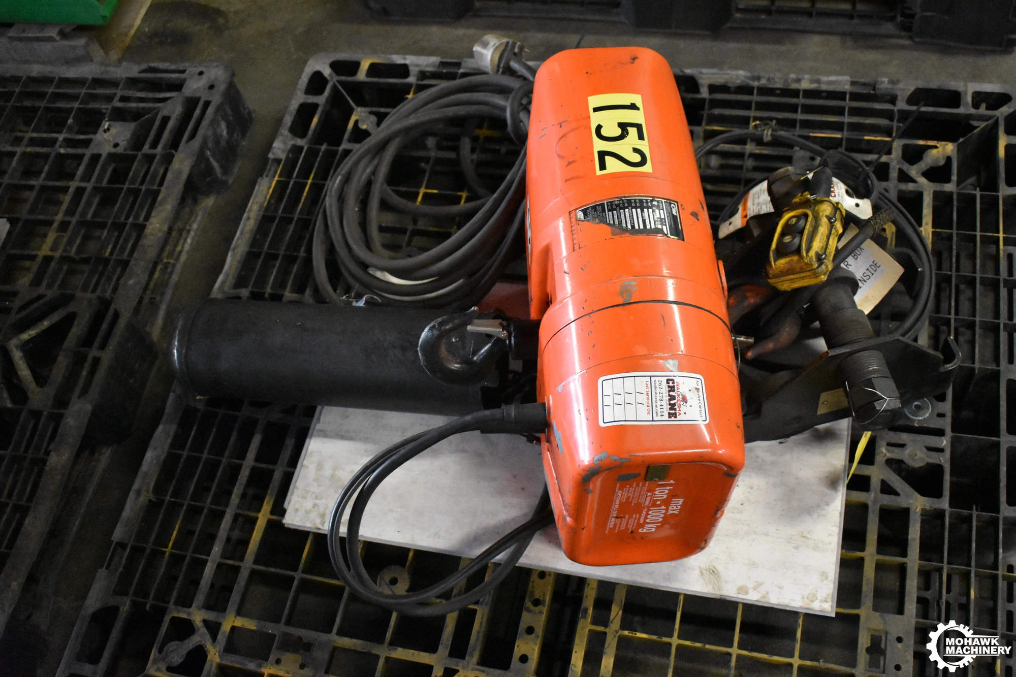 1 TON CM VALUSTAR "WL" ELECTRIC CHAIN HOIST w/PENDANT & TROLLEY