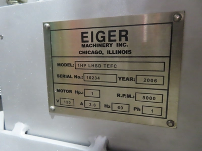 used 1 hp Eiger Machinery Inc. Lab High Speed Disperser, Stainless steel