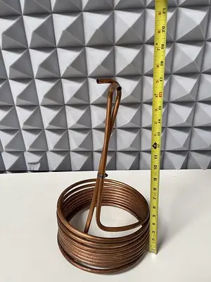 USED 21' COILED SPIRAL COPPER WIRE FOR IMMERSION 3/8" OD