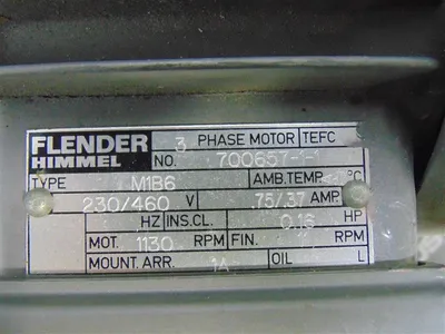 0.16 HP Flender Himmel M1B6 Geared Motor 230/460V DF30-M1B6 11 RPM Used