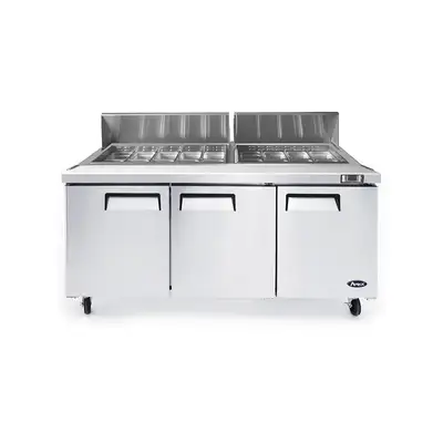 New | in-Stock Atosa New Atosa MSF8304GR 72" Sandwich Prep. Table with (18) 6" Deep Poly Pans Food Prep Tables Illinois US | Falcon Restaurant Supply #1375342