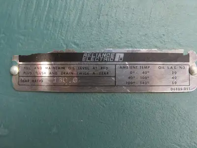Reliance Electric Inline Gearbox 130:1 Ratio Reducer 1-5/8" Dia Ext Input Shaft