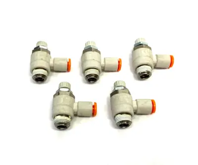 New | in-Stock SMC PNEUMATIC FLOW CONTROL ELBOW FITTING 5/32" OD TUBE Hoses | Maverick Industrial Sales #1110366