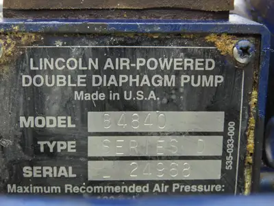 Lincoln Series D 84840 Pneumatic Diaphragm Air Pump 1/4"NPT Inlet 100psi