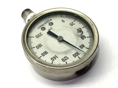 Used Ashcroft Industrial Pressure Gauge, Glycerin Filled, 0-200PSI, 1/4" NPT Air Gages Michigan US | Maverick Industrial Sales #1392492
