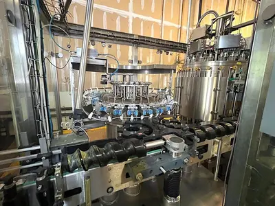 Complete KOSME Bottling Line Includes Depalletizer, Barifill Glass Filler & Flexa Labeler