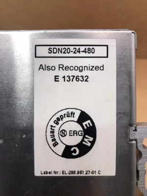 SOLA SDN 20-240-480 DIN Rail Power Supply 480V 3AC 24V 20A