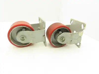 Fairbanks 4" Caster Wheel Poly/Cast (2) Swivel (2) 5-1/2" OAH Rigid Lot of 4