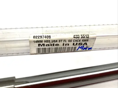 | 02297406 Chucking Reamer: 14.00 mm, 8″ OAL, 2″ Flute Length, Straight - Used