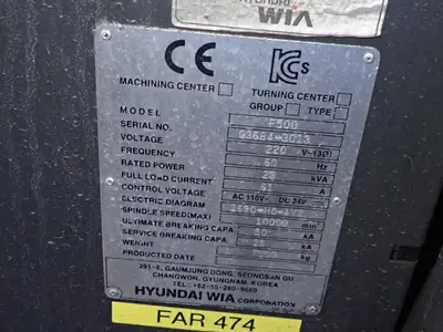 USED HYUNDAI WIA CORPORATION F500