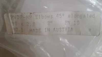 NEW ARGU PN10  D90 X 2.8 45 DEG ELONG ELBOW  PVDF HP 3