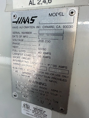 2006 HAAS MDC-500 MACHINING CENTERS, VERT., N/C & CNC | Wheeler Machinery Sales (23)