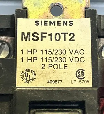 New | in-Stock SIEMENS MSF10T2 Industrial Controls Ohio US | Surplus Asset Holdings #1239610