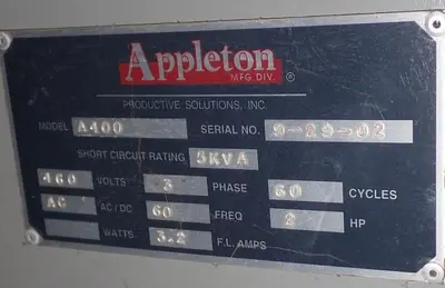 USED 2002 APPLETON A400
