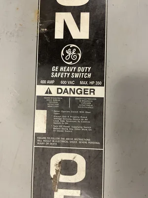 GE 400A Non-Fusible Safety Disconnect Switch 600V