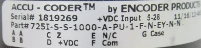 NEW ENCODER PRODUCTS 725I-S-S-1000-A-PU-1-F-N-EY-N-N ENCODER ACCU-CODER