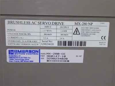 Emerson MX-280-CE Brushless AC Servo Drive 960147-10 Used