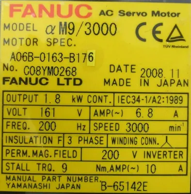 NEW FANUC A06B-0163-B176 SERVO MOTOR M9/3000 A06B0163B176
