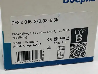 DFS 2 016-2/0,03-B SK | Doepke  Circuit Breaker 2-Pole 16A 230/400V - New Other