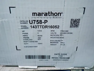 Used MARATHON MOTORS 145TTDR16052 Motors (misc) Ohio US | HGR 24 #877770