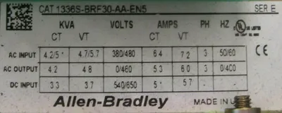 USED ALLEN BRADLEY 1336S-BRF30-AA-EN5 AC DRIVE SER.E 1336SBRF30AAEN5