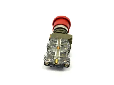 800E-A2L | Push/Pull Emergency Stop Pushbutton, Red Mushroom Head, Metal Collar 22mm - Used