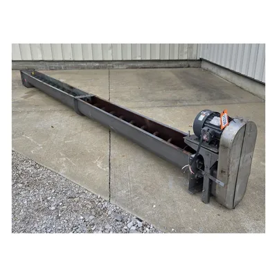 Used 9" Dia. X 18'-9"L Industrial Screw Auger Conveyor Carbon Steel 3HP