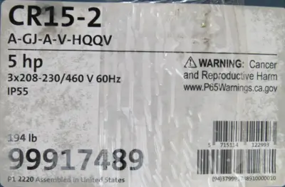 NEW GRUNFOS CR15-2 A-GJ-A-V-HQQV COOLANT PUMP 99917489 CR152AGJAVHQQV