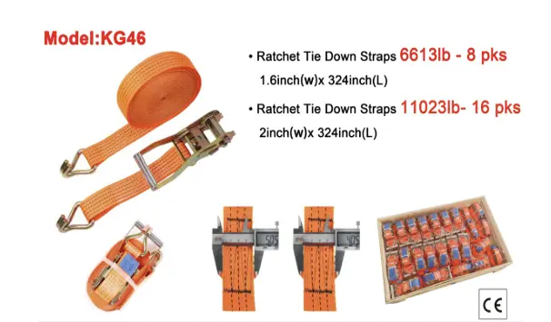 Unused Ratchet Tie Down  Straps Model KG46