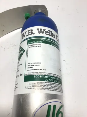 W.B. Wells Co. Inc. 116ES-252-2 116-Liter Refillable Calibration Gas Cylinder