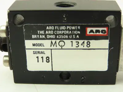 Aro MQ 1348 Pneumatic 3 Way Valve NC 1/8" NPT Air or Manual Activated