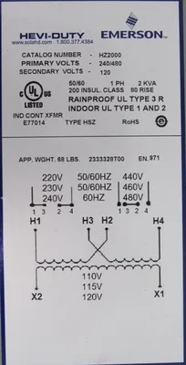 NEW EMERSON HZ2000 TRANSFORMER LVGP