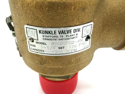 NEW KUNKLE VALVE DIV. 6010GF02-KM RELIEF VALVE 1 1/4" 120 PSIG 6010GF02KM