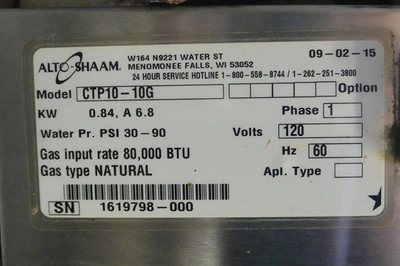 ALTO-SHAMM 10 PAN HALF SIZE NATURAL GAS COMBI-OVEN WITH SMOKER MODEL CTP10-10G