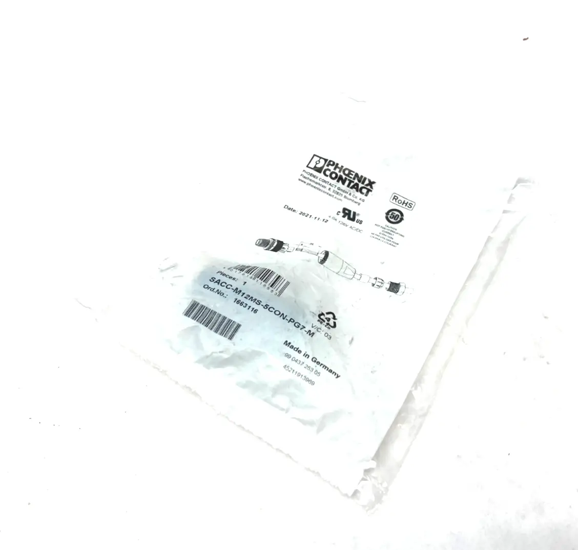 SACC-M12MS-5CON-PG7-M,1663116 | Phoenix Contact SACC-M12MS-5CON-PG7-M Male Wireable Connector M12 5-Pin 1663116 - New