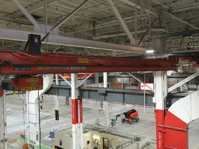 Cleveland Tramrail P&H 2 Ton Single Girder Underhung Bridge Crane 45' 10" Span