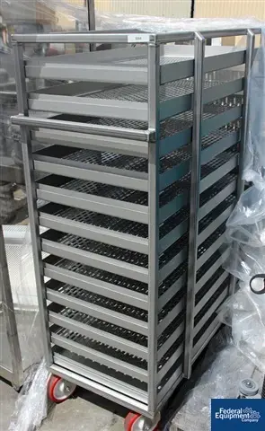Used N/A One used Trolley with 36" x 24" perforated, trays, all alumi Processing (misc) California US | Federal Equipment Company #126109