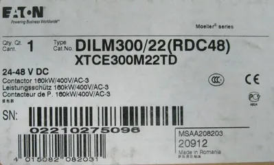 NEW EATON XTCE300M22TD CONTACTOR DILM300/22(RDC48)
