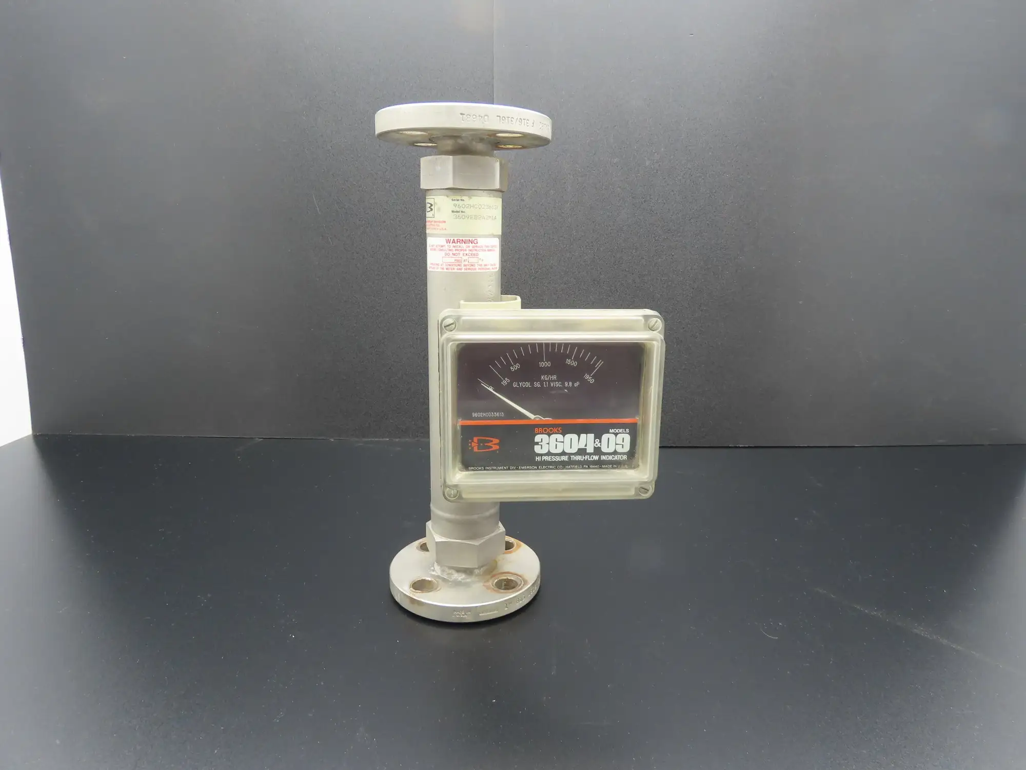 Brooks Instrument 3609EB2A2M1A Stainless High Pressure Thru-Flow Indicator 316SS