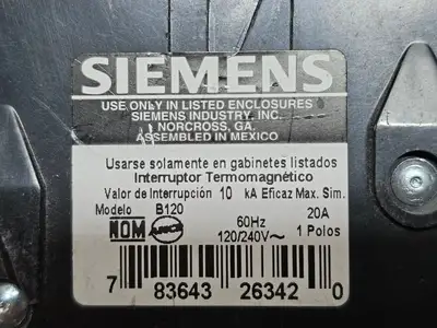Used SIEMENS B120 Switchgears British Columbia CA | Lenmark #1438561
