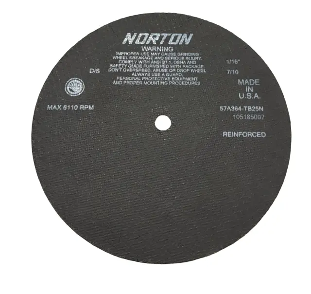 Norton 10" x 1/16" x 5/8" Cut-Off Wheel 57A364-TB25N USA Made