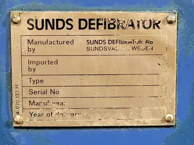 USED SUNDS DEFIBRATOR RGP 70/76 CD