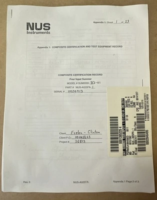 USED NUS INSTRUMENTS NUSA025PA1 Rev 3