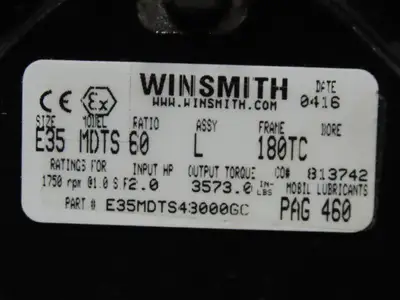 Winsmith E35MDTS43000GC 60:1 Ratio 2Hp 29RPM Left Hand Output Gear Reducer