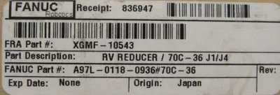 NEW FANUC A97L-0118-0936/70C-36 REDUCTION GEAR P40L022-00 RV-70C-36.75 XGMF10543